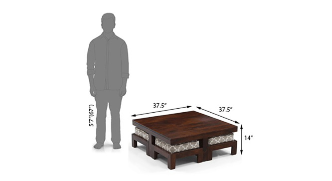 Tribal Coffee Table Set (Walnut & Morocco Lattice Beige)